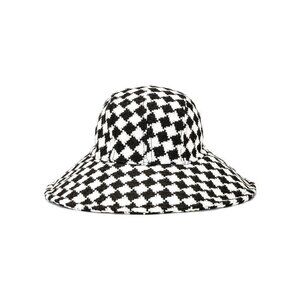 LELE SADOUGHI Checkered Sun Bucket Hat in Jet black White New Womens Cap